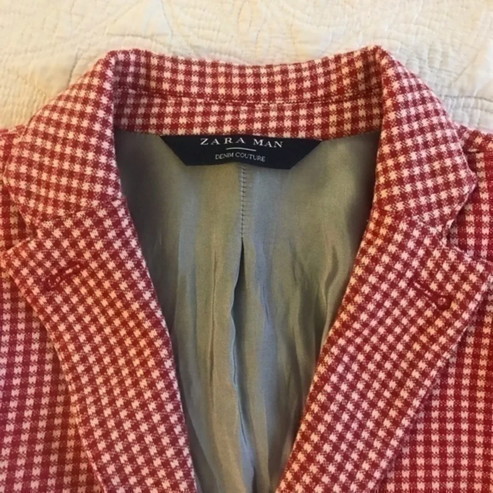 Zara Man Demin Couture Plaid  Blazer Size L